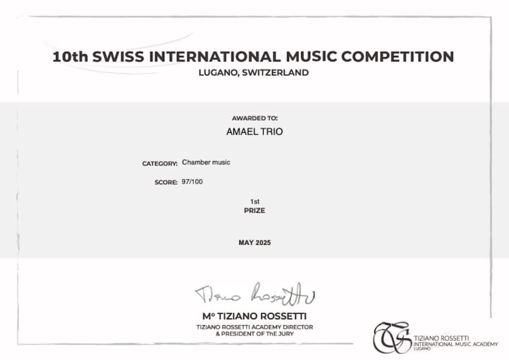 First Prize For Amael Trio At 10th Swiss Competition | Amael Trio