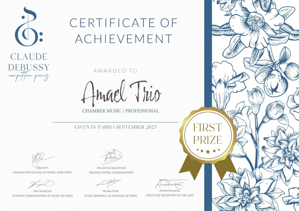1st Prize for Amael Trio at Claude Debussy Competition Paris 2025