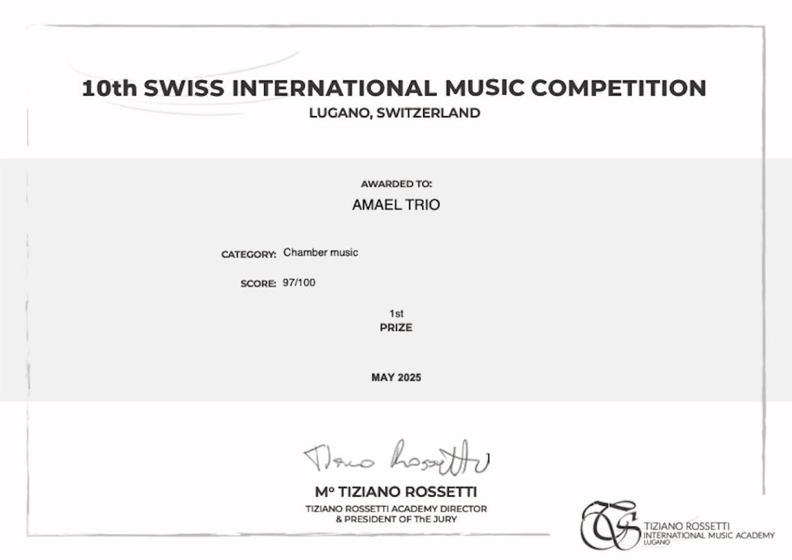 Amael Trio wins the First Prize at 10th Swiss Competition